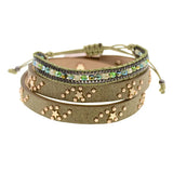 Women's Leather Bracelets with Crystal Beads