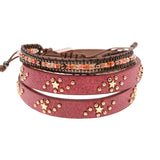 Women's Leather Bracelets with Crystal Beads