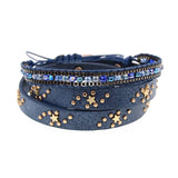 Women's Leather Bracelets with Crystal Beads