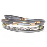 Colorful Leather Bracelets with Crystal Charm for Women