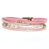 Colorful Leather Bracelets with Crystal Charm for Women