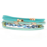 Colorful Leather Bracelets with Crystal Charm for Women