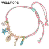 Bohemia Anklets for Women Starfish Shells Stones Beach Party Charm Ankle Bracele