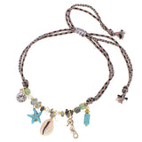 Bohemia Anklets for Women Starfish Shells Stones Beach Party Charm Ankle Bracele