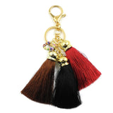 Boho Ribbon Tassel Key Chain Colorful Alloy Bag Keychain