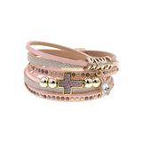 Bohemian Beaded Leather Cross Bracelet for Women