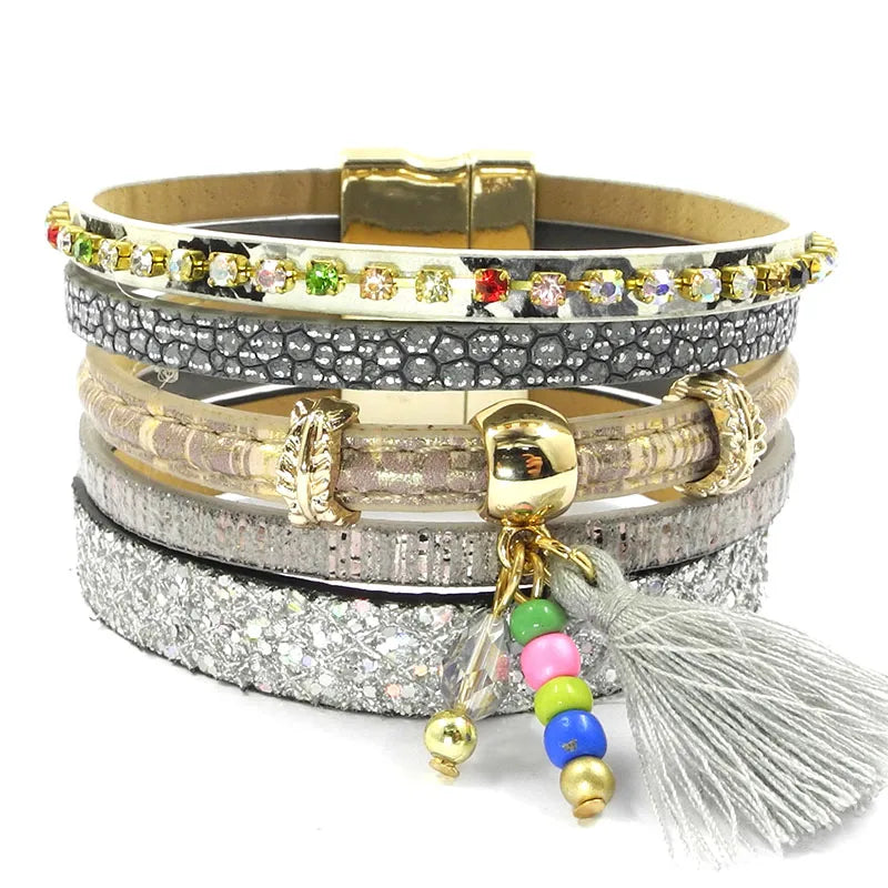 Bohemian Leather Bracelet Women's Charm Bracelet 5 3 Size