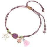 Boho Water Drop Anklets for Women Star Tassels Rope Chain Bracelet