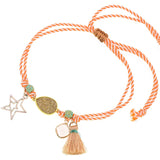 Boho Water Drop Anklets for Women Star Tassels Rope Chain Bracelet