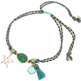 Boho Water Drop Anklets for Women Star Tassels Rope Chain Bracelet