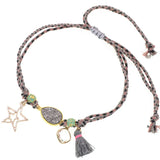 Boho Water Drop Anklets for Women Star Tassels Rope Chain Bracelet