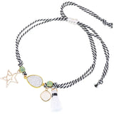 Boho Water Drop Anklets for Women Star Tassels Rope Chain Bracelet