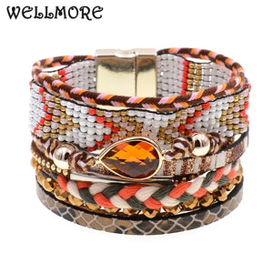 Bohemia Brown Beaded Charm Bracelet for Women