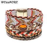 Bohemia Brown Beaded Charm Bracelet for Women