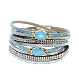 Bohemian Glass Leather Bracelets for Women