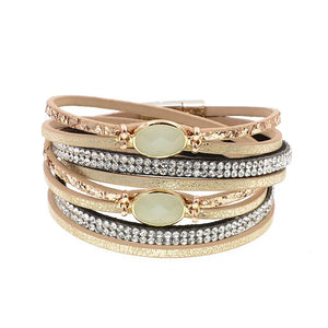 Bohemian Glass Leather Bracelets for Women