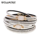 Bohemian Glass Leather Bracelets for Women