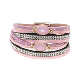 Bohemian Glass Leather Bracelets for Women