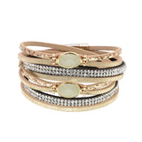 Bohemian Glass Leather Bracelets for Women