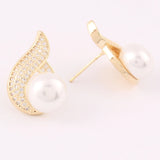 Sparkly CZ Pearl Stud Clip-on Earrings for Women