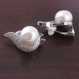 Sparkly CZ Pearl Stud Clip-on Earrings for Women