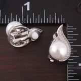 Sparkly CZ Pearl Stud Clip-on Earrings for Women