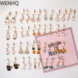 Cartoon Stud Clip on Earrings Flower Animal Cuff Ear Clip Jewelry