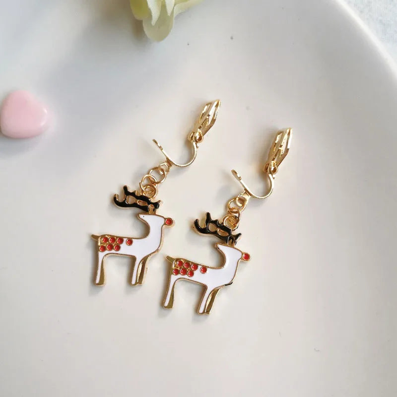Cartoon Stud Clip on Earrings Flower Animal Cuff Ear Clip Jewelry