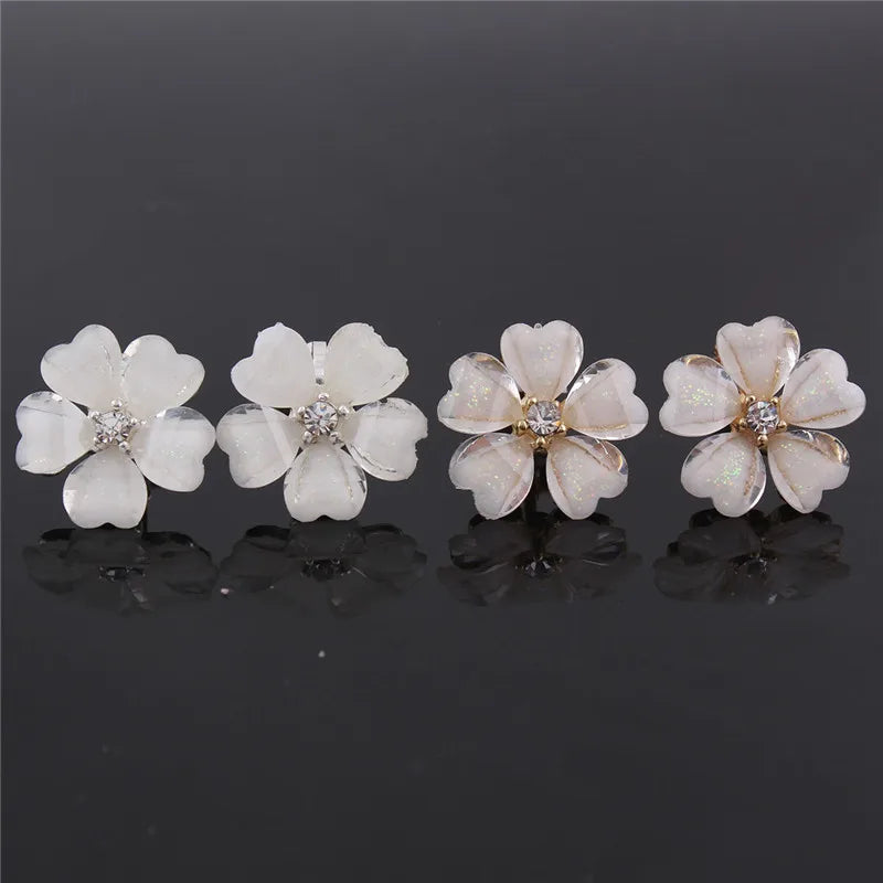 Silver Plated Flower Ear Clip Earrings