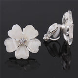 Silver Plated Flower Ear Clip Earrings