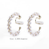 Japan Style C Shape Clip Earrings Faux Pearl Ear Clip