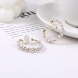 Japan Style C Shape Clip Earrings Faux Pearl Ear Clip