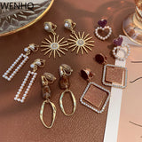 Women's Clip on Earrings Geometric Pearl Rhinestone Ear Cuff Jewelry