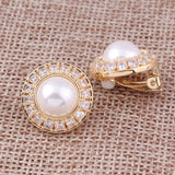 Arrival 18K CZ Pearl Stud Clip-on Earrings for Women No Pierced Cuff Earrings