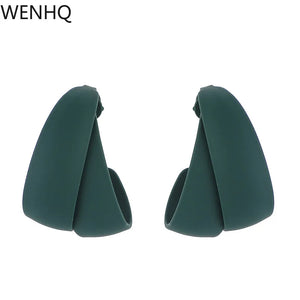 Frosted Green Clip-on Earrings, Female Stud Earrings, Gift