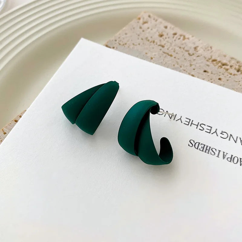 Frosted Green Clip-on Earrings, Female Stud Earrings, Gift