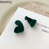 Frosted Green Clip-on Earrings, Female Stud Earrings, Gift