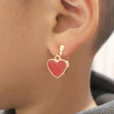 Enamel Heart Clip on Earrings for Women Girl Party