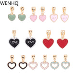 Enamel Heart Clip on Earrings for Women Girl Party