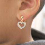 Enamel Heart Clip on Earrings for Women Girl Party