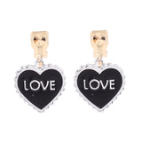 Enamel Heart Clip on Earrings for Women Girl Party