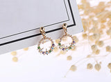 Geometric CZ Dangle Clip-on Earrings Shiny Ear Clips