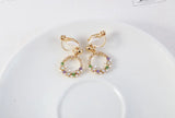 Geometric CZ Dangle Clip-on Earrings Shiny Ear Clips