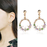 Geometric CZ Dangle Clip-on Earrings Shiny Ear Clips