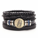 WESTBULL Cross Scorpion Wolf Head Leather Bracelets 4 Pcs/Set