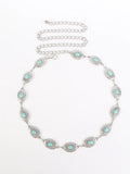 Western Turquoise Concho Belt Adjustable Metal Waist Chain Women's Accessories