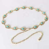Western Turquoise Concho Belt Adjustable Metal Waist Chain Women's Accessories