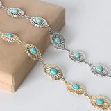 Western Turquoise Concho Belt Adjustable Metal Waist Chain Women's Accessories