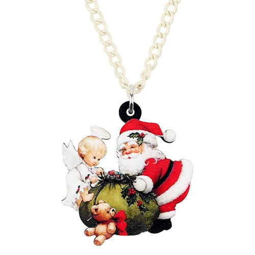 Acrylic Christmas Necklace Pendant Chain Choker Decoration Jewelry Gift