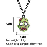 Halloween Zombie Head Necklace Chain Pendant - Funny Gift
